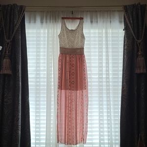 Boho Chiffon Maxi Dress *Coral Cream White* XS/S *